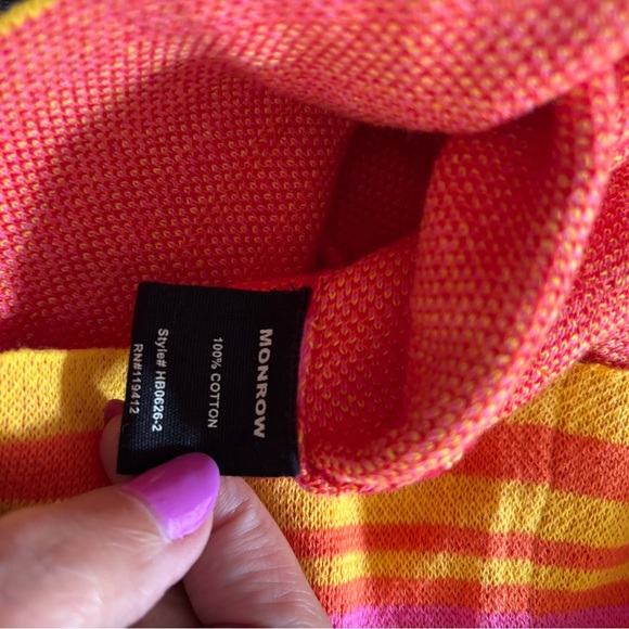 New Monrow Sunset Sweater Easy Shorts Colorful Knit Drawstring Waist Size XS - Picture 5 of 6